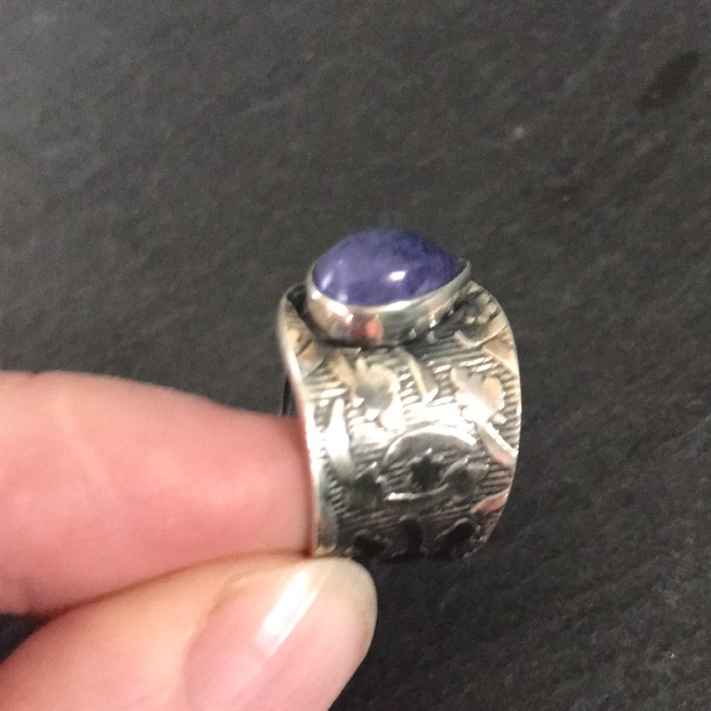 Natural Tanzanite sterling silver ring adjustable - Picture 4 of 4